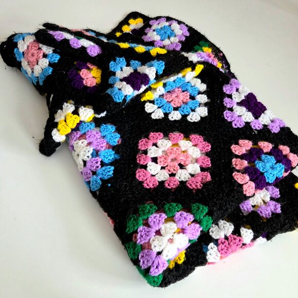 Handmade Crochet Granny Square Throw Blanket Afghan Boho Bohemian Cozy Bedroom - Picture 2 of 7